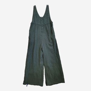 Neve Hawk Jumpsuit Womens XS Green Tank Strap Henley Wide Leg Woven